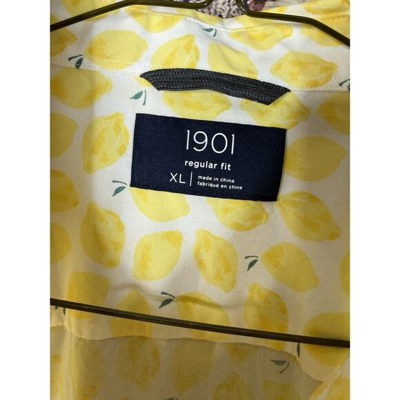 New Men’s 1901 XL Lemon Short Sleeve Button Down Spring Summer Shirt - Picture 2 of 6